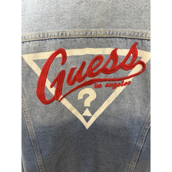 Vintage GUESS Denim Trucker Jacket Men’s Large Embroidered Logo Back - Picture 10 of 10